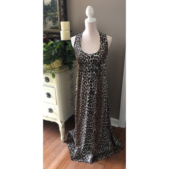 Vintage Vanity Fair Leopard Print Nylon Long Gown Nightgown Women’s Small - Picture 1 of 12